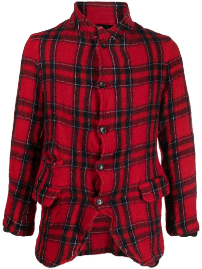 Shop Comme Des Garçons Shirt Tartan-check Single-breasted Blazer In Rot