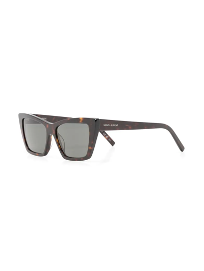 Shop Saint Laurent Cat-eye Tortoiseshell Sunglasses In Braun