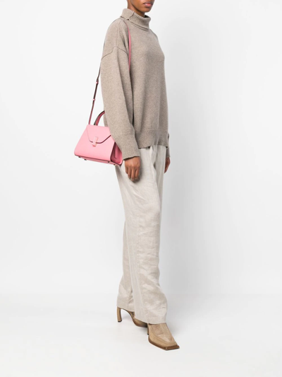 Shop Valextra Leather Tote Bag In Rosa