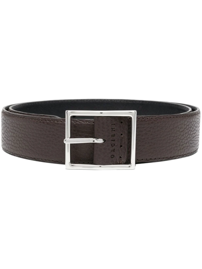 Shop Orciani Grained Leather Belt In Braun
