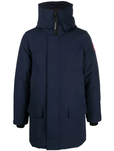 Canada Goose Navy Blue Logo Detail Parka Jacket In Blue