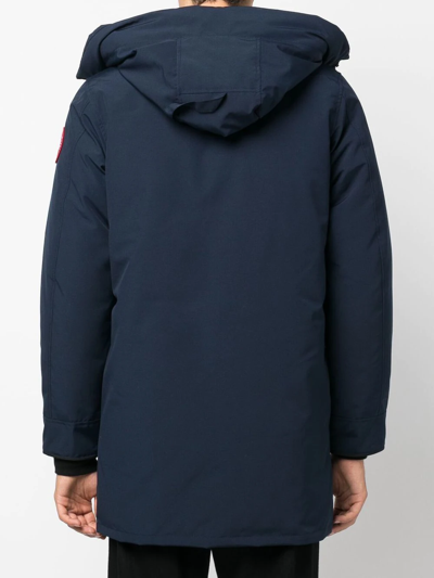 Canada Goose Navy Blue Logo Detail Parka Jacket In Blue