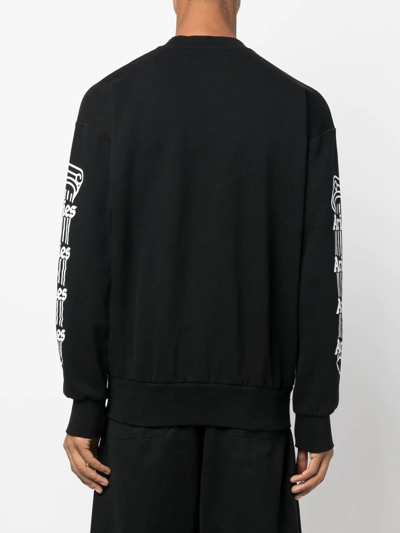 Shop Aries Logo-print Long-sleeve Top In Schwarz