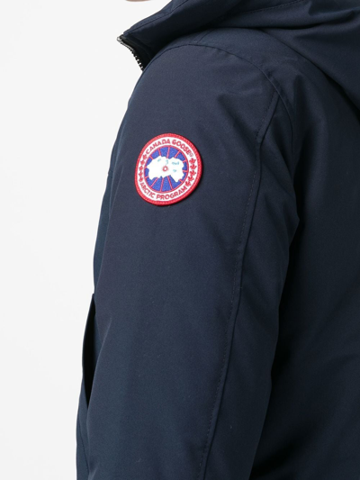 Canada Goose Navy Blue Logo Detail Parka Jacket In Blue