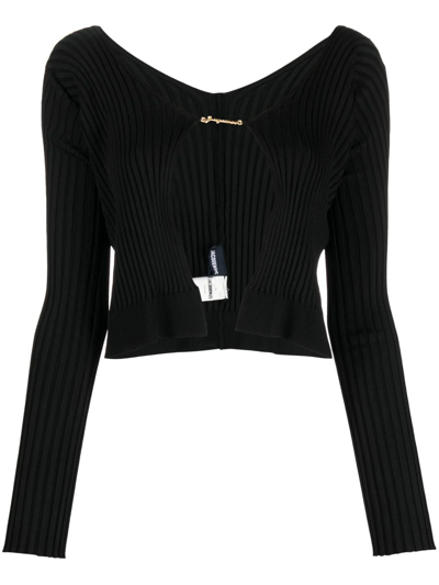 Shop Jacquemus La Maille Pralu Longue Cardigan In Schwarz