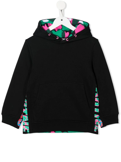 Shop Stella Mccartney Floral-logo-print Hoodie In Schwarz