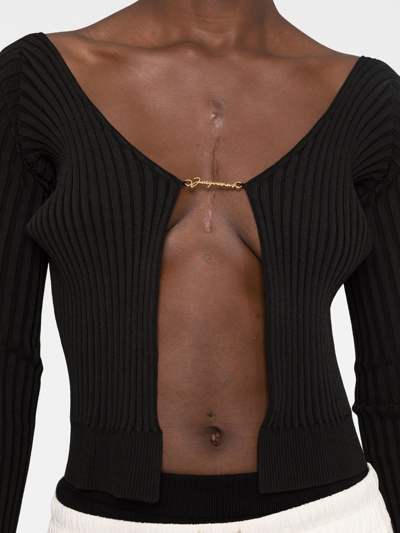 Shop Jacquemus La Maille Pralu Longue Cardigan In Schwarz