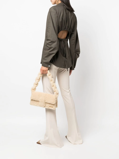 Shop Jacquemus Le Bambidou Shearling Bag In Nude