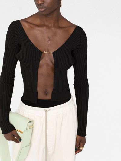 Shop Jacquemus La Maille Pralu Longue Cardigan In Schwarz