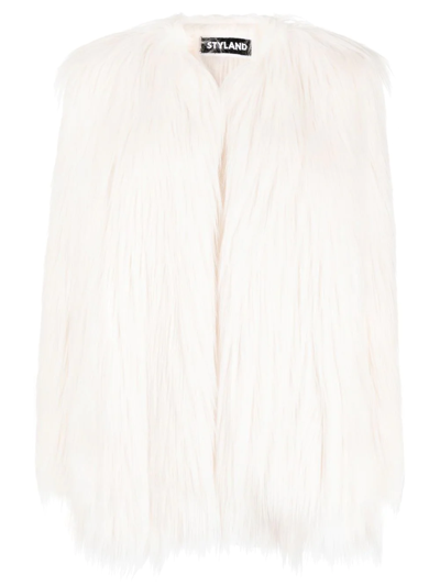 Styland Faux-fur Gilet Jacket In Weiss