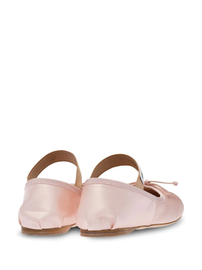 Shop Miu Miu Logo Strap Ballet Flats In Pink