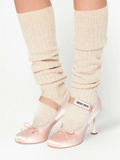 Shop Miu Miu 90mm Satin Ballet Pumps In Rosa