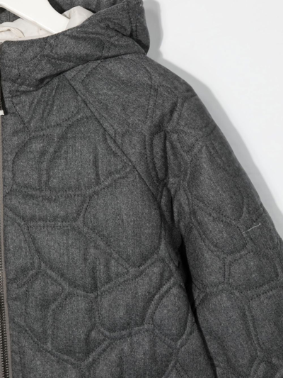 Shop Brunello Cucinelli Padded Hooded Coat In Grey