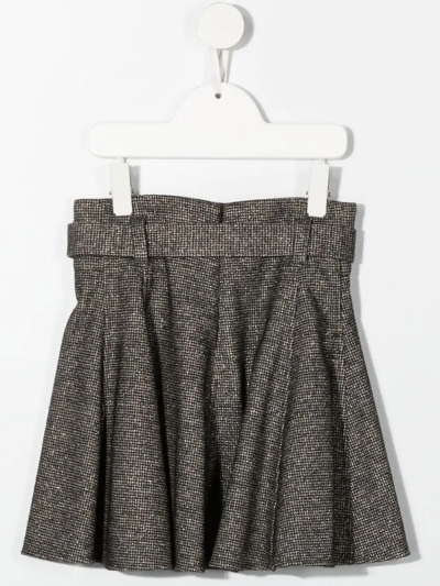 Shop Brunello Cucinelli Tweed Pleasted Mini Skirt In Brown