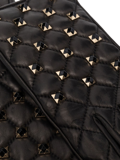 Shop Philipp Plein Stud-detail Quilted Leather Gloves In Black