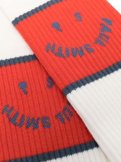 Shop Paul Smith Intarsia-knit Logo Socks In Neutrals