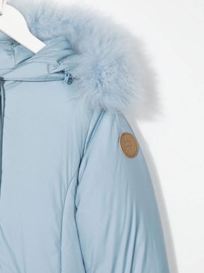 Shop Woolrich Logo-patch Hooded Jacket In Blue