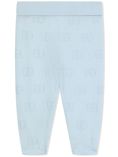 Shop Dolce & Gabbana Dg-logo Jacquard Trousers In Blue