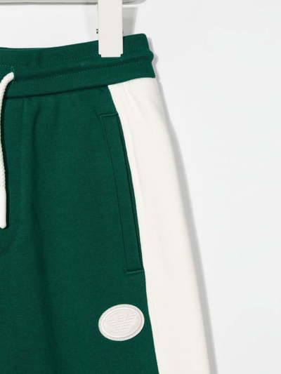 Emporio Armani Color-block Track Pants In Green