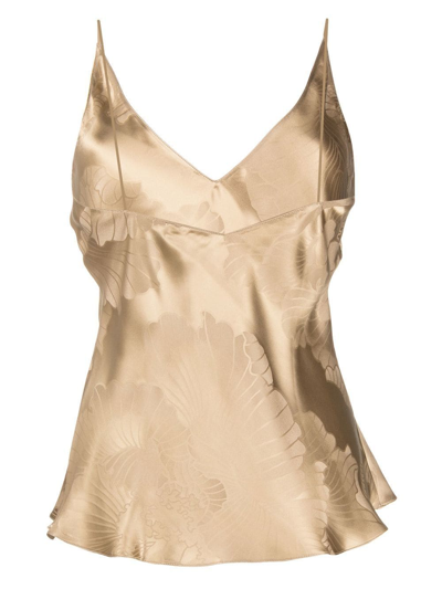 Carine Gilson Silk Jacquard Camisole In Yellow