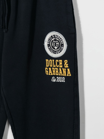 Shop Dolce & Gabbana Embroidered-logo Track Pants In Blue