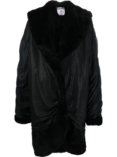 Pre-owned Moschino 2000s Draped-effect Coat In Black