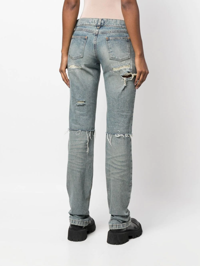 Pre-owned Dolce & Gabbana 2000s Distressed Straight-leg Jeans In Blue