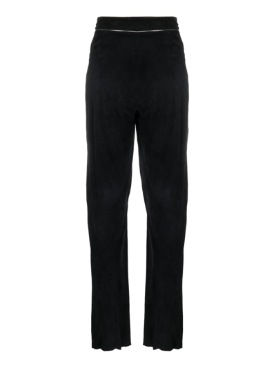 Pre-owned Versace 1970s Tie-waist Leather Trousers In Black