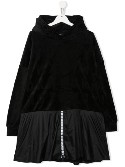Shop Dkny Logo-tape Hoodie Dress In Black