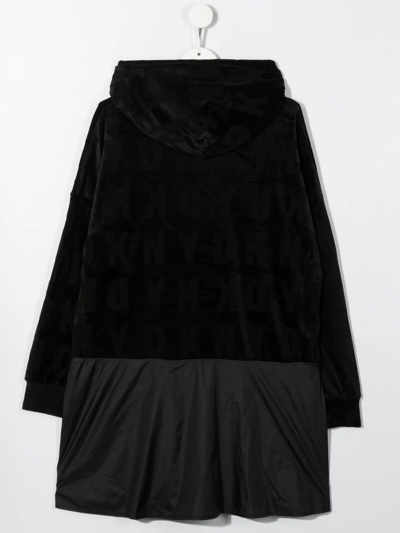Shop Dkny Logo-tape Hoodie Dress In Black
