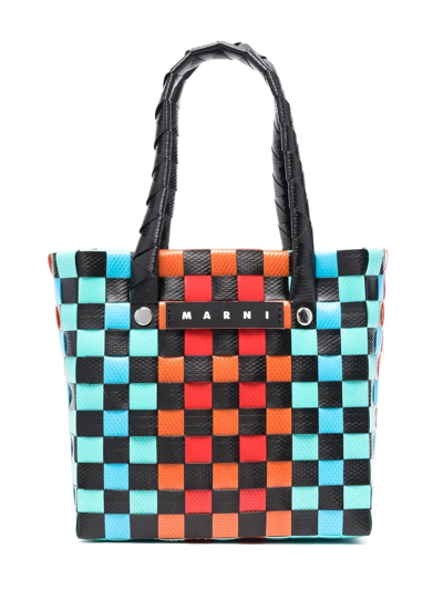 Shop Marni Micro-basket Tote Bag In Black