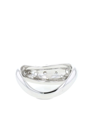Pre-owned Fred White Gold Small Mouvementé Diamond Ring In Silver