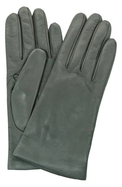 Shop Portolano Cashmere Lined Leather Gloves In Heather Grey
