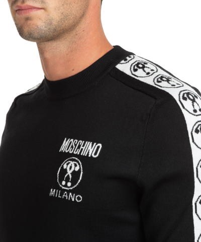 Shop Moschino Double Question Mark Wool Sweater In Black