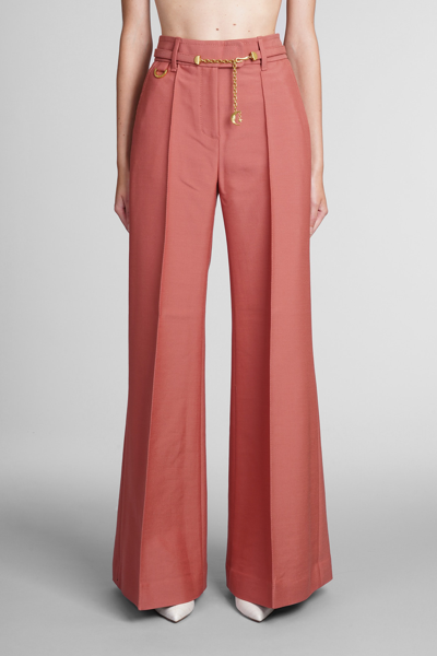 Shop Zimmermann Pants In Rose-pink Wool