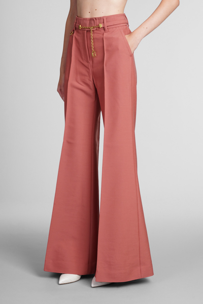 Shop Zimmermann Pants In Rose-pink Wool