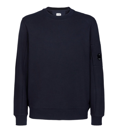 Shop C.p. Company Diagonal Raised Fleece Blue Sweatshirt