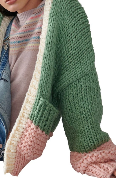 Shop Saachi Two-tone Knit Oversize Cardigan In Green