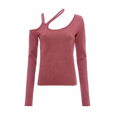 Shop Jw Anderson Cut Out Detail Asymmetric Top In Rose Pink