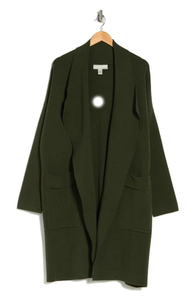 By Design Andrea Open Front Cardigan In Rifle Green