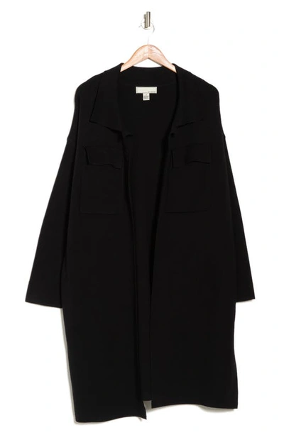 By Design Lola Notch Collar Tunic Cardigan In Black