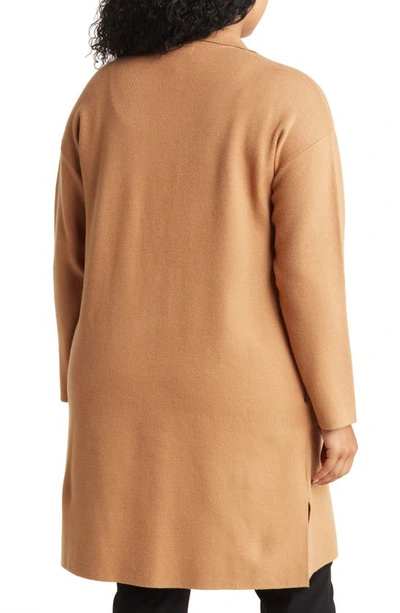 By Design Lola Notch Collar Tunic Cardigan In Camel