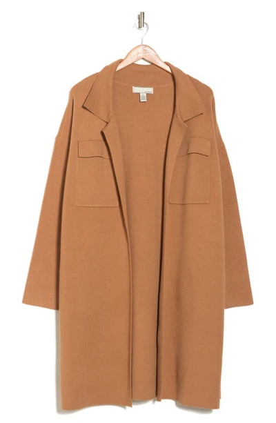 By Design Lola Notch Collar Tunic Cardigan In Camel