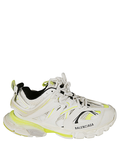 Shop Balenciaga Track Leather Sneakers In White