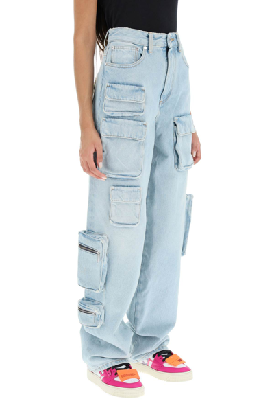 Shop Off-white Multipocket Bleach Cargo Jeans In Blue
