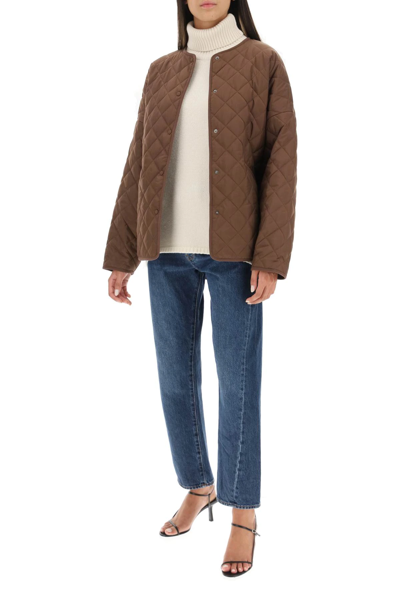 Shop Totême Oversized Quilted Jacket In Brown