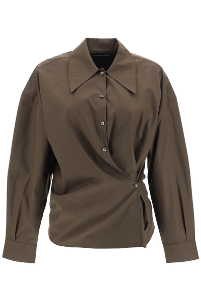 Shop Lemaire Cotton Twisted Shirt In Brown