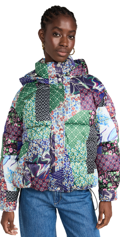 Patchwork discount puffer coat