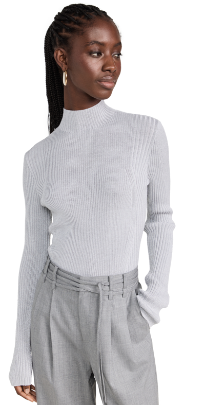 Shop Dion Lee Light Reflective Rib Skivvy Sweater In Silver