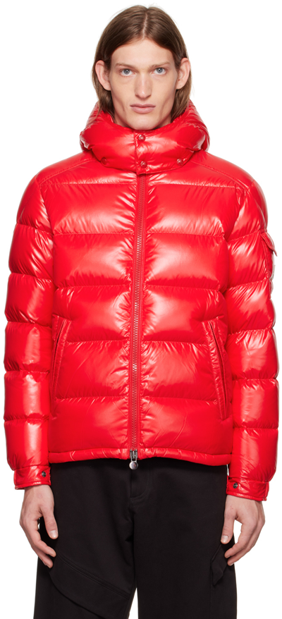 Shop Moncler Red Maya Down Jacket In 455 Red